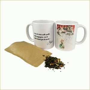 tazza illustrata con miscela di tè bio - ricami di nuvole